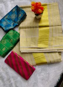 Kerala Cotton  Tissue Sarees -