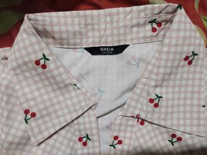 shein Cute Cherry Print Top