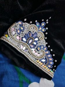 Black VELVET Embellished Blouse