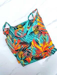 Tropical Printed Sleeveless Crepe Maxi Dress