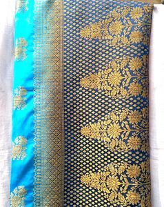 Elegant Blue &amp; Gold Saree