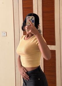 Yellow Ribbed Crop Top