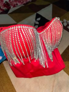 Red Embellished Blouse