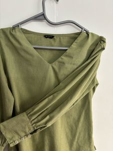 Style Quotient Olive Green Blouson Casual Top