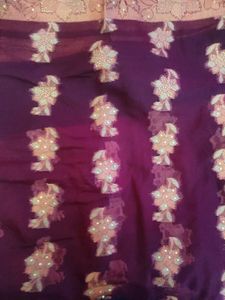 New Burgundy Tissue Silk Long Saree
