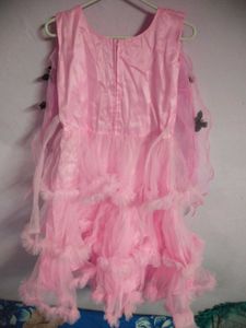 Pink Butterfly Layered Dress