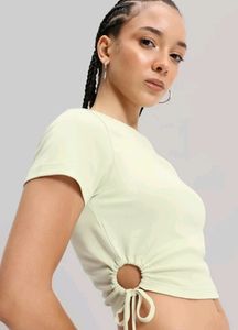 Light Green Drawstring Crop Top