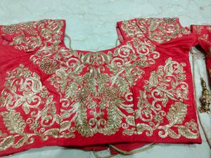 pinkish red lehnga