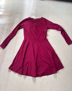 Burgundy Mid Thigh Sleeve Dress