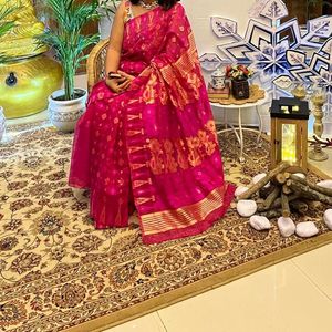Cotton Silk Jamdani Kolkata Special ,Golden jari