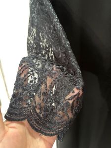 Lace Sleeve Black Midi Dress