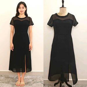 Black Dress with Sheer Detail