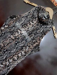 Brown &amp; Black Printed Sleeveless Dress for 36 Bust