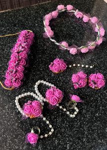 Fabric & Paper Flower Jewellery Set