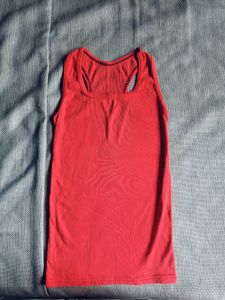 Red Ribbed Tank Top