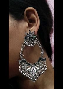 Silver Peacock Style Earring