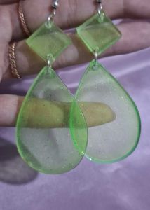 Lime Green geometric Resin handmade Earrings