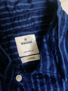 wrogn Striped Blue Shirt