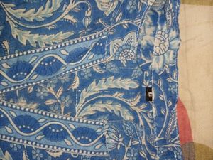 Blue Floral Print Tunic Top