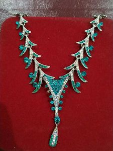 Teal Rhinestone Jewelry Set