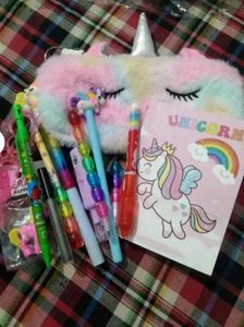 Unicorn Pouch Combo For Kids Stationery Diary