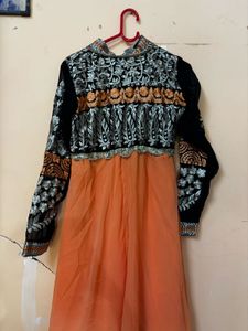 Orange &amp; Black Anarkali