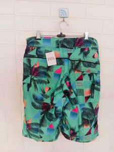 Palm Tree &amp; Geometric Print Shorts