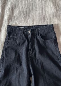 Black denim straight fit jeans