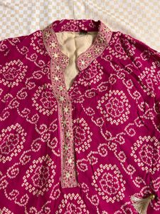 Bandhani Print - Side Knot Style Kurta