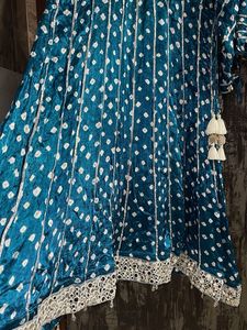 Teal Velvet Salwar Kameez Set - Muglai Style