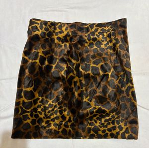 Leopard Print Satin Skirt