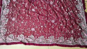 Elegant Maroon Embroidered Saree