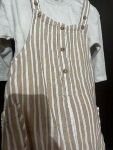 Baby -9-12 Months Stripped Dungarees