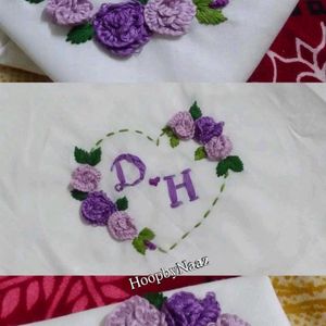Couple Initial Embroidered Hankey