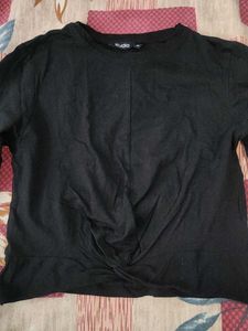 Zudio Black crop Top with belly ruffle