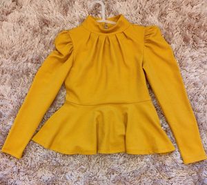 Puff Sleeve Mustard Top