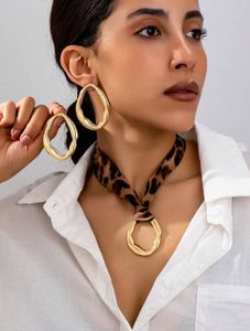 Leopard Ribbon Necklace &amp; Gold Earrings