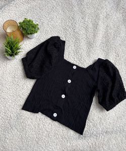 Chic Black Puff Sleeve Top