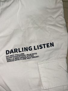 White Cargo Pants with Graphic Details