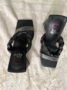 Braided Black Heeled Sandal