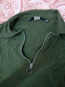 Olive Green Zip-Up Top