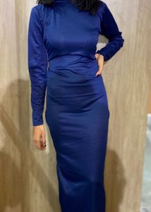 Elegant Blue Backless Dress