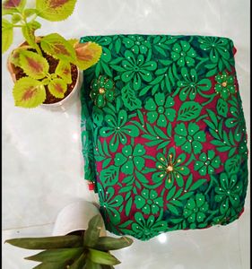 Embroidered Green Saree