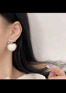 Korean | Bow Fluffy Earrings