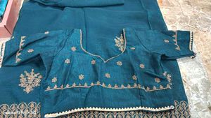 Elegant Blue Embroidered Saree