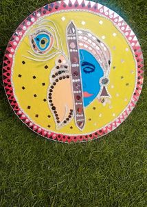 Lippan Art Mirror Wall Decor Handmade - Kanha Ji