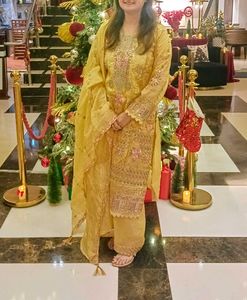 Designer Yellow Embroidered Suit