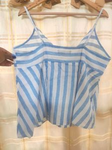Mia Minx XXL Knot Detail Strap Top - Blue &amp; White