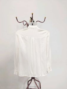 Vintage White Tie-Neck Blouse