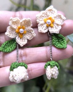 Floral Crochet Dangle Earrings